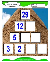 okul öncesi çocuklar Çıkarma Pramidi çalışma sayfaları